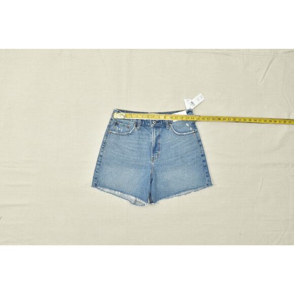 Abercrombie & Fitch Women The Dad Short High Rise Blue Denim Size 29 Cotton NWT - Picture 3 of 8